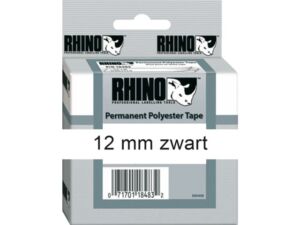 LABELTAPE DYMO 18483 12MMX5.5M RHINO WIT/ZWART