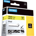 LABELTAPE DYMO 18433 19MMX5.5M GEEL/ZWART