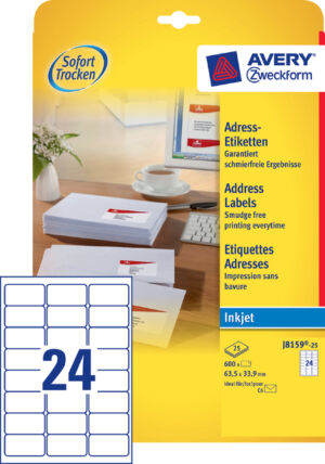 ETIKET AVERY J8159-10 63.5X33.9MM 240ST