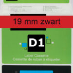 LABELTAPE DYMO 45807 19MMX7M D1 ROOD/ZWART