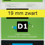 LABELTAPE DYMO 45808 19MMX7M D1 GEEL/ZWART