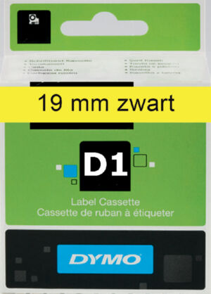 LABELTAPE DYMO 45808 19MMX7M D1 GEEL/ZWART