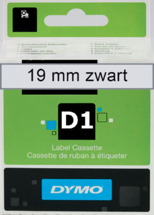 LABELTAPE DYMO 45800 19MMX7M D1 TR/ZWART