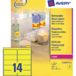 ETIKET AVERY L7263Y-25 99.1X38.1MM NEON GEEL 350ST