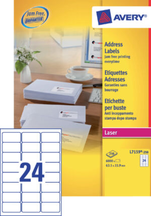 ETIKET AVERY L7159-250 63.5X33.9MM 6000ST