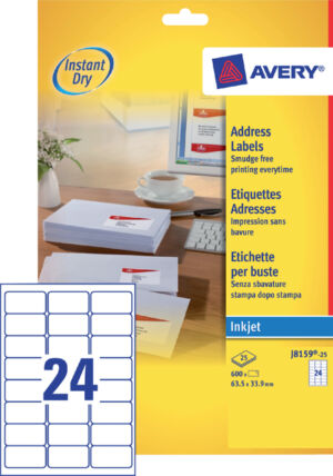 ETIKET AVERY J8159-25 63.5X33.9MM 600ST