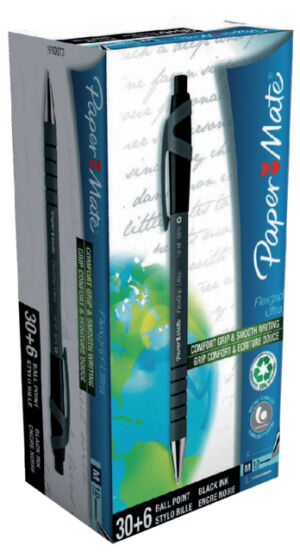 BALPEN PAPER MATE FLEXGRIP DRUKKNOP VALUEPACK M ZW