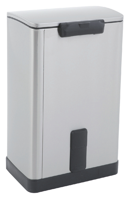 AFVALBAK PEDAALEMMER RECHTHOEKIG 40LITER MAT RVS