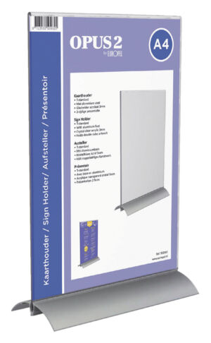 KAARTHOUDER OPUS 2 A4 T-STANDAARD ACRYL ALU