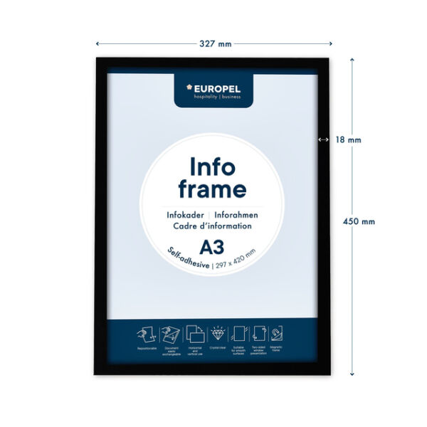 INFOKADER EUROPEL ZELFKLEVEND A3 ZWART